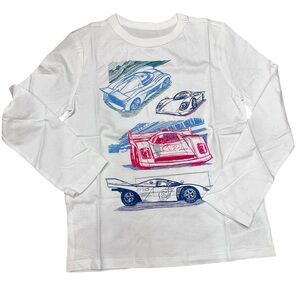 GAP Race Car Print Long Sleeve Shirt 100% Cotton New With Tags Small 6-7